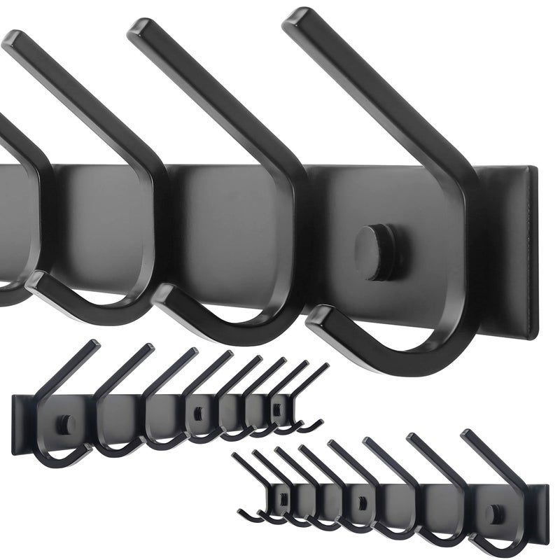 WEBI Coat Rack Wall Mounted,24 Inch 8 Hooks for Hanging Coats,Hook Rack Hook Rail Coat Hanger Wall Mount for Backpack,Clothes,Jacket,Black,2 Packs - Image 1